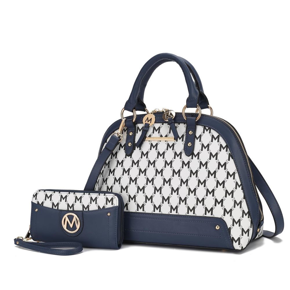 Mkf Set Crossbody Satchel Bag & Wristlet Wallet Purse Pu C :^)